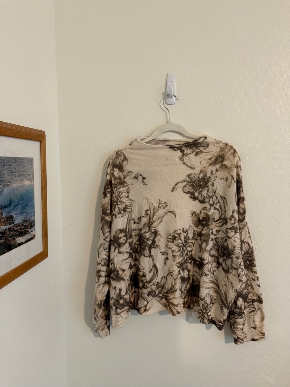 Anthropologie Pilcro Alani 100% Cashmere Floral Cherub Toile Sweater - Picture 3 of 5